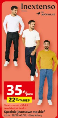 Spodnie jeansowe męskie Inextenso promocja w Auchan