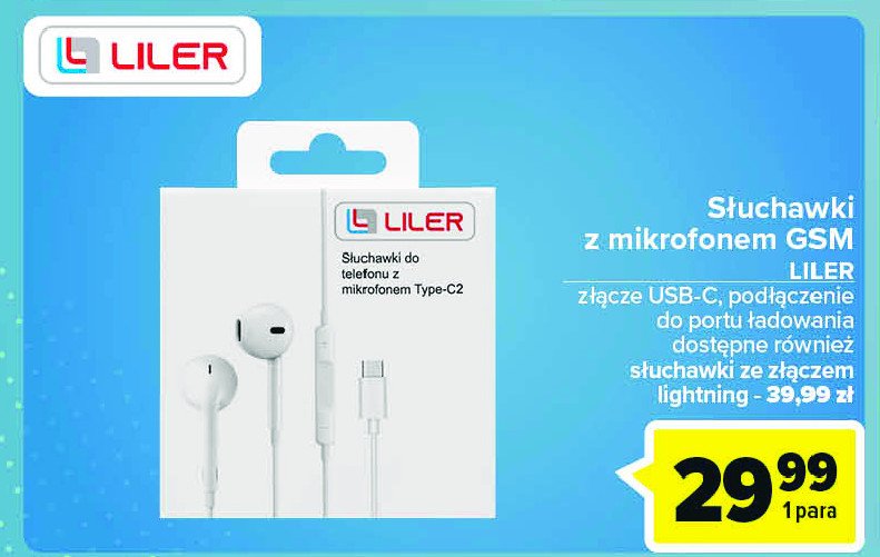 Słuchawki z mikrofonem gsm lightning LILER promocja