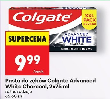 Pasta do zębów Colgate Advanced White Charcoal, 2x75 ml promocja w Biedronka