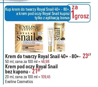 Skoncentrowany krem rozświetlający pod oczy i na powieki 30-40+ Eveline royal snail promocja