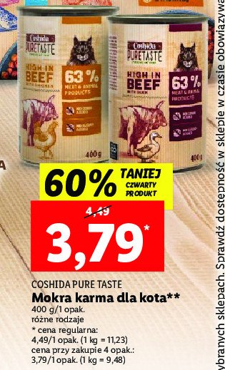 Karma dla kota wo艂owina i kaczka Coshida pure taste promocja