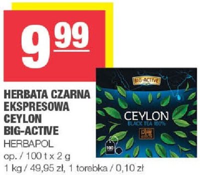 Herbata czarna ekspresowa Ceylon Big-Active Herbapolska promocja w SPAR
