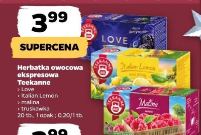 Herbatka owocowa ekspresowa Teekanne Love, Italian Lemon, malina, truskawka promocja w Netto