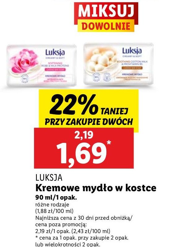 Mydło soothing cotton milk & provitamin b5 Luksja creamy & soft promocja