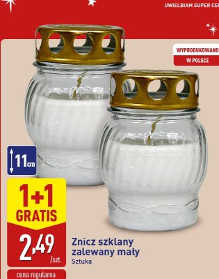 Znicz szklany zalewany mały promocja w Aldi