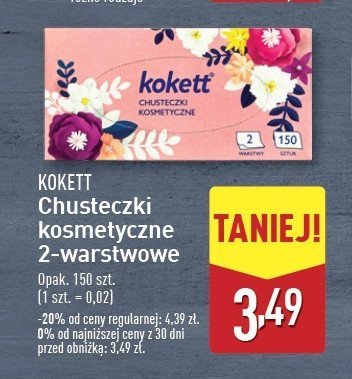 Chusteczki  kosmetyczne Kokett promocja w Aldi