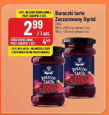 Buraczki tarte o smaku łagodnym Zaczarowany ogród promocja