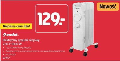 Elektryczny grzejnik olejowy Eanslut 230 V 1500 W promocja w Jula
