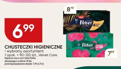 Chusteczki higieniczne Velvet promocja w Chata Polska