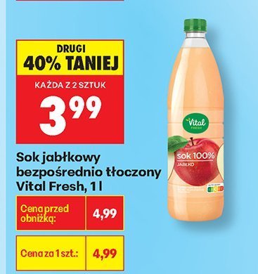 Sok jabłkowy bezpośrednio tłoczony Vital Fresh, 1 l promocja w Biedronka