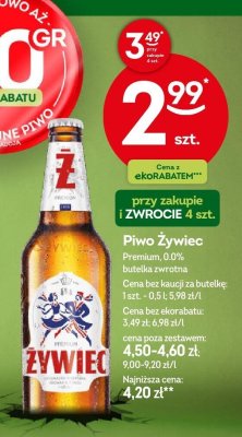Piwo Żywiec Premium butelka zwrotna promocja w Żabka