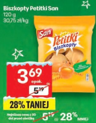Biszkopty Petitki San promocja w Delikatesy Centrum