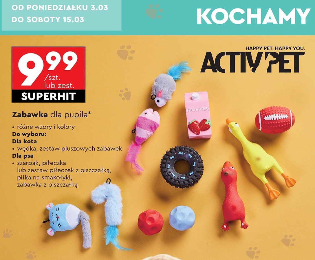 Zestaw zabawek dla kota Activ pet promocja w Biedronka