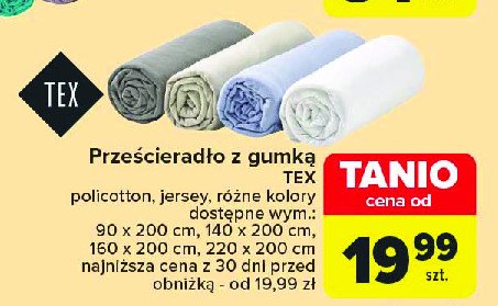 Prześcieradło z gumką jersey 90 x 200 cm Tex promocja