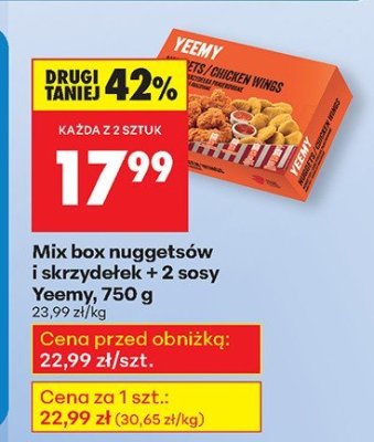 Mix box nuggetsów i skrzydełek + 2 sosy Yeemy, 750 g promocja w Biedronka