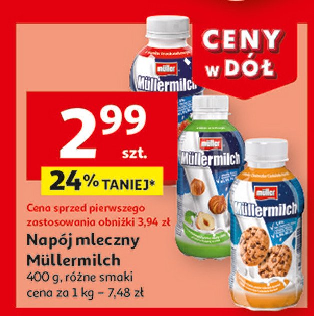 Napój mleczny truskawkowy Mullermilk promocja w Auchan