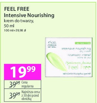 Krem do twarzy hyaluronic acid FEEL FREE INTENSIVE NOURISHING promocja