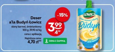 Deser a'la Budyń Łowicz słony karmel, śmietankowy promocja w Żabka