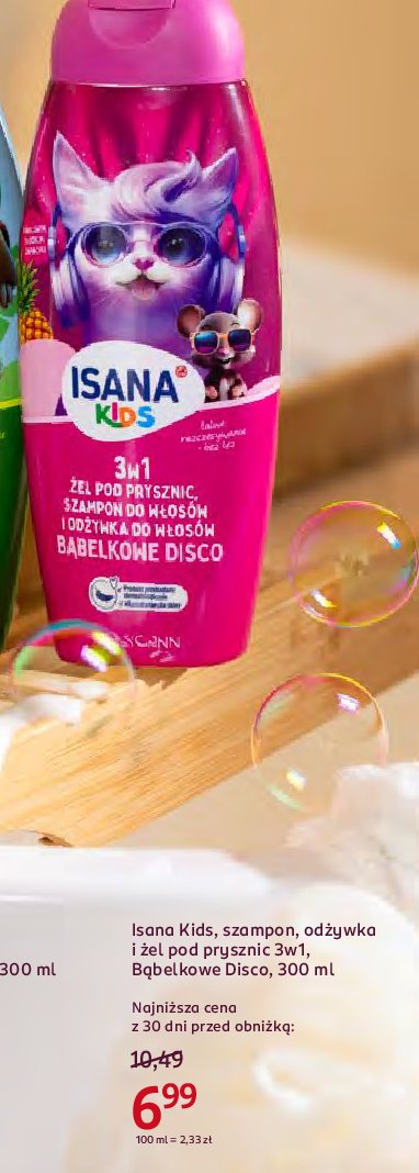 Żel pod prysznic bąbelkowe disco Isana kids promocja w Rossmann