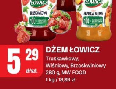 Dżem Łowicz Truskawkowy, Wiśniowy, Brzoskwiniowy promocja w Chorten