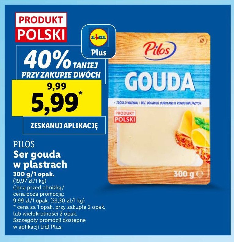 Ser gouda plastry Pilos promocja