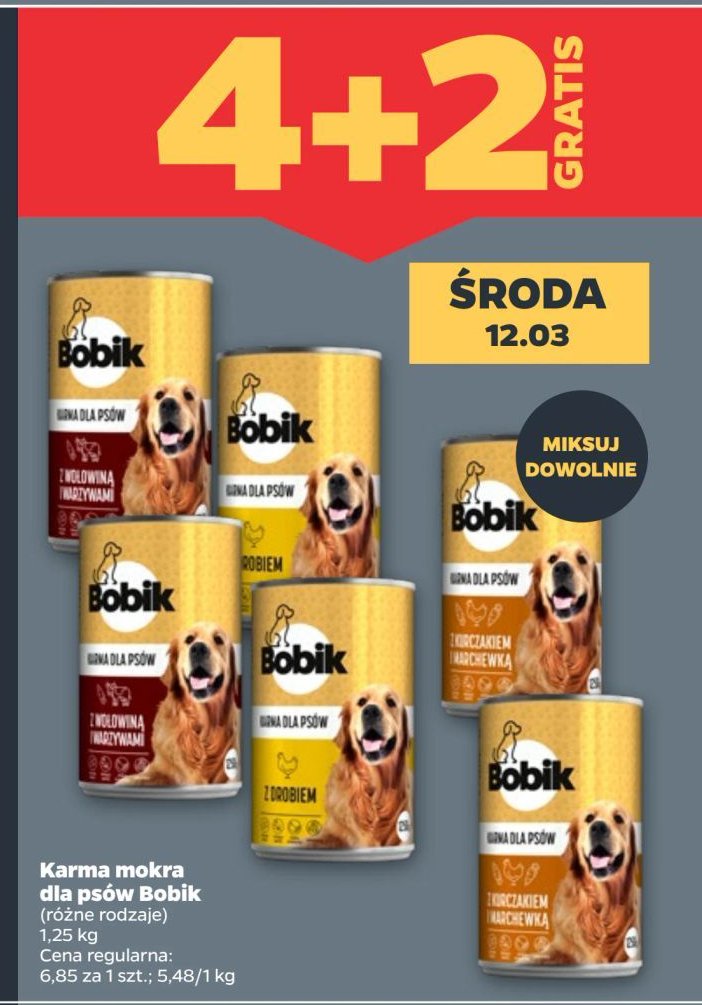 Karma dla psa z drobiem Bobik promocja w Netto