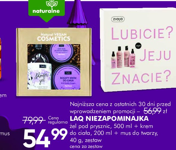 Zestaw w pudełku niezapominajka: żel pod prysznic 500 ml + krem do ciała 200 ml + mus do twarzy 40 g LAQ ZESTAW promocja w Super-Pharm