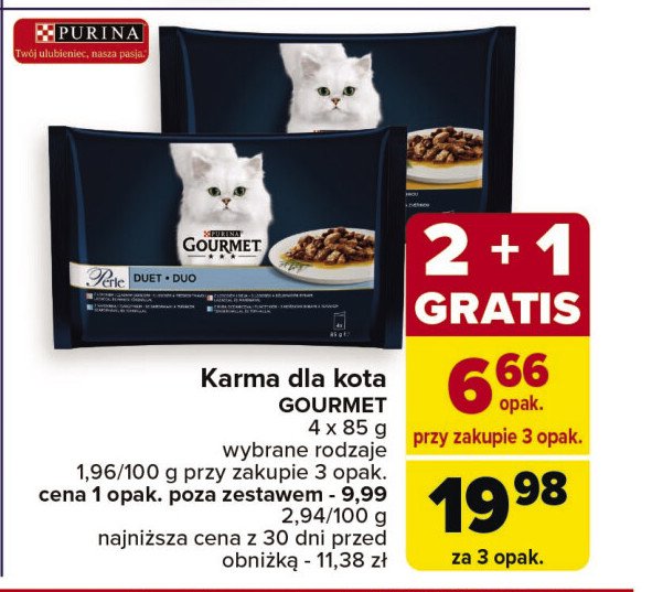 Karma dla kota mięsny duet Purina gourmet perle promocja