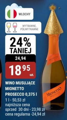 Wino musujące Mionetto Prosecco 0,375 l promocja w bi1