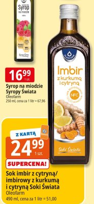 Syrop na miodzie Syropy Świata Oleofarm promocja w Leclerc