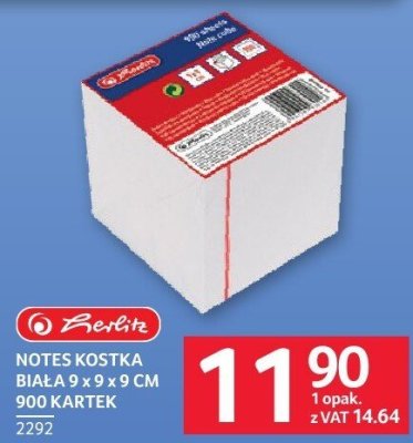 Notes kostka HERLITZ BIAŁA 9 x 9 x 9 cm 900 kartek promocja w Selgros