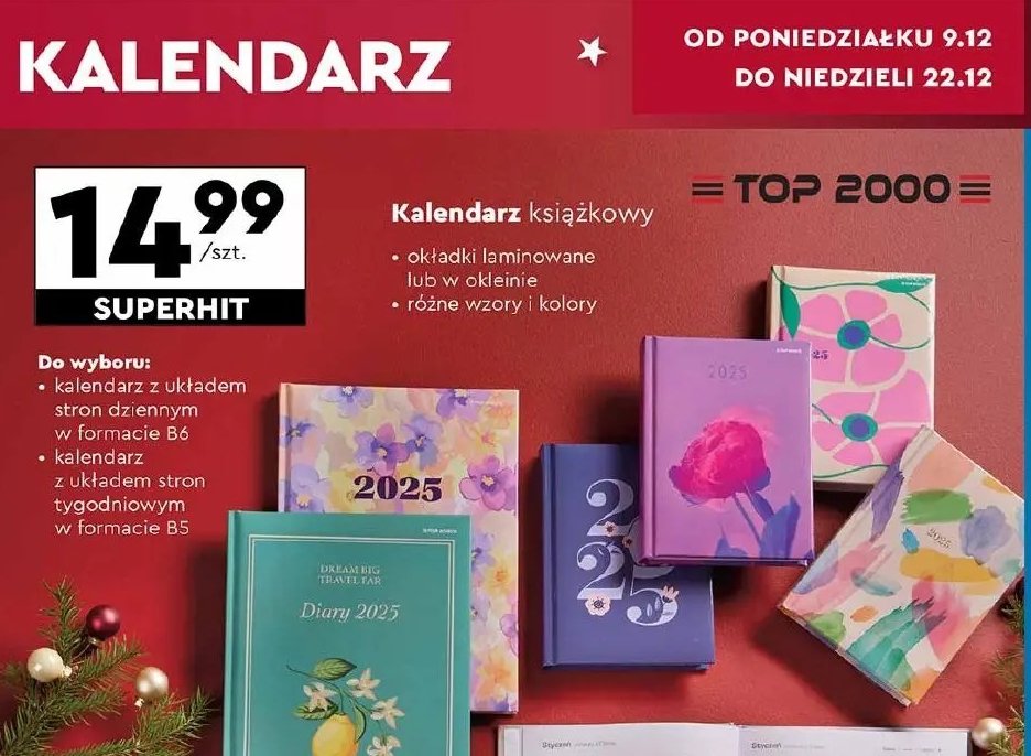 Kalendarz książkowy b6 Top-2000 promocja w Biedronka