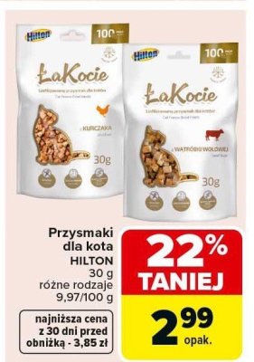 Przysmaki dla kota HILTON Łakocie kurczak 30g promocja w Carrefour Market