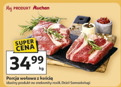 Porcja wołowa z kością idealny produkt na znakomity rosół Dział Samoobsługi promocja w Auchan