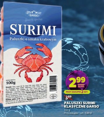 Paluszki surimi o smaku krabowym Garso promocja w Stokrotka
