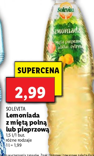 Lemoniada mięta ogrodowa jabłka cytryna truskawka Solevita promocja