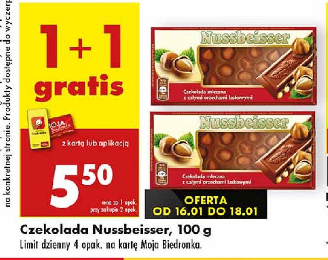 Czekolada mleczna z całymi orzechami Alpen gold nussbeisser promocja w Biedronka