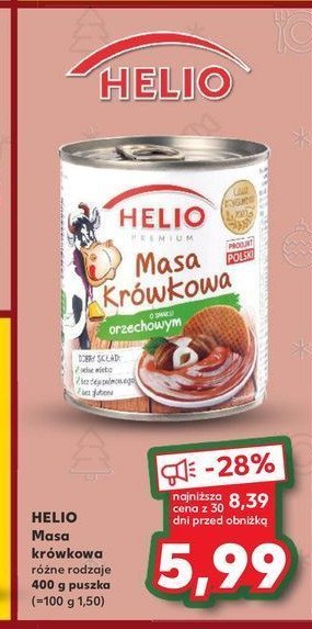 Masa krówkowa orzechowa Helio promocja