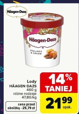Lody Häagen-Dazs różne rodzaje promocja w Carrefour
