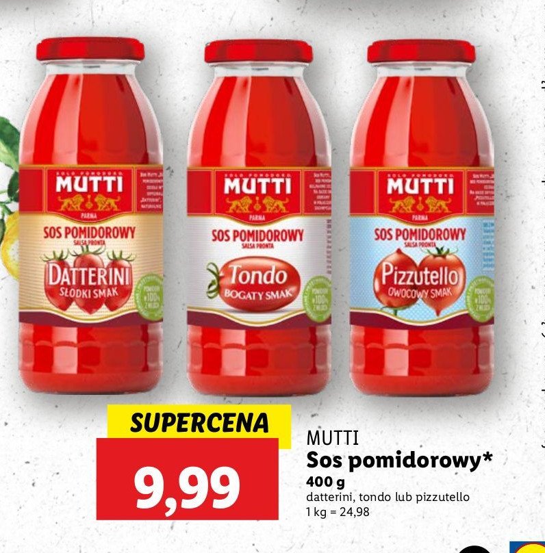 Sos pomidorowy tondo Mutti promocja w Lidl