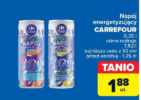 Napój energetyzujący classic Carrefour classic promocja