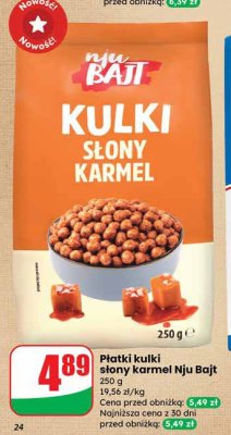 Płatki kulki słony karmel Nju Bajt promocja w Dino