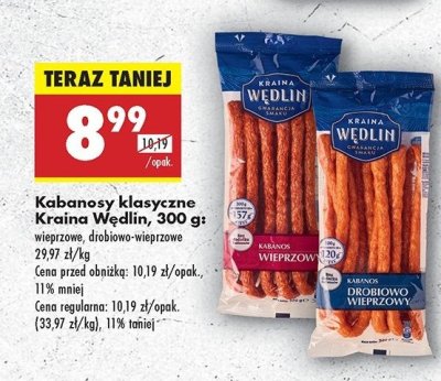 Kabanosy klasyczne wieprzowe Kraina w臋dlin promocja