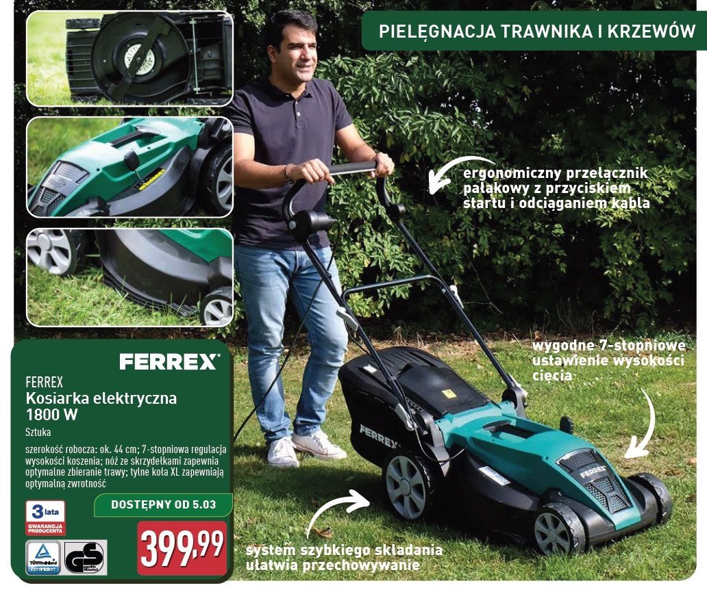 Kosiarka elektryczna 1800w Ferrex promocja w Aldi