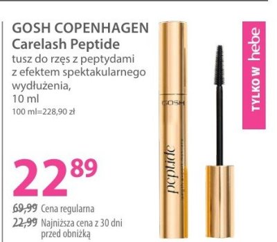 Tusz do rzęs GOSH COPENHAGEN Carelash Peptide z peptydami z efektem spektakularnego wydłużenia promocja w Hebe