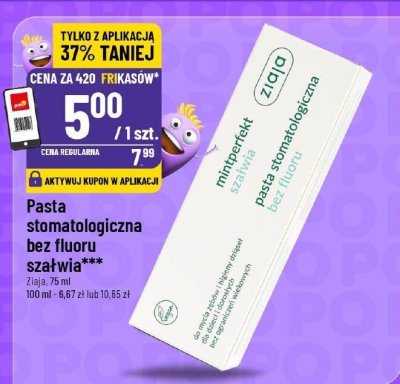 Pasta stomatologiczna bez fluoru szałwia Ziaja promocja w POLOmarket