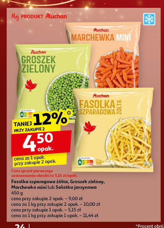 Groszek zielony Auchan różnorodne (logo czerwone) promocja w Auchan