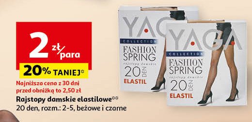 Rajstopy elastilowe 20 den 2-5 czarne promocja w Auchan