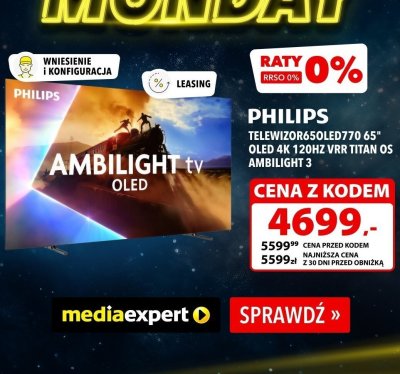 Telewizor 65OLED770 65" OLED 4K 120HZ VRR TITAN OS AMBILIGHT 3 promocja w Media Expert