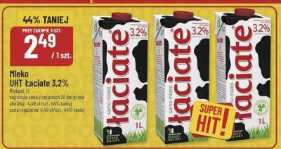 Mleko UHT Łaciate 3,2% promocja w POLOmarket
